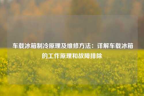 车载冰箱制冷原理及维修方法：详解车载冰箱的工作原理和故障排除